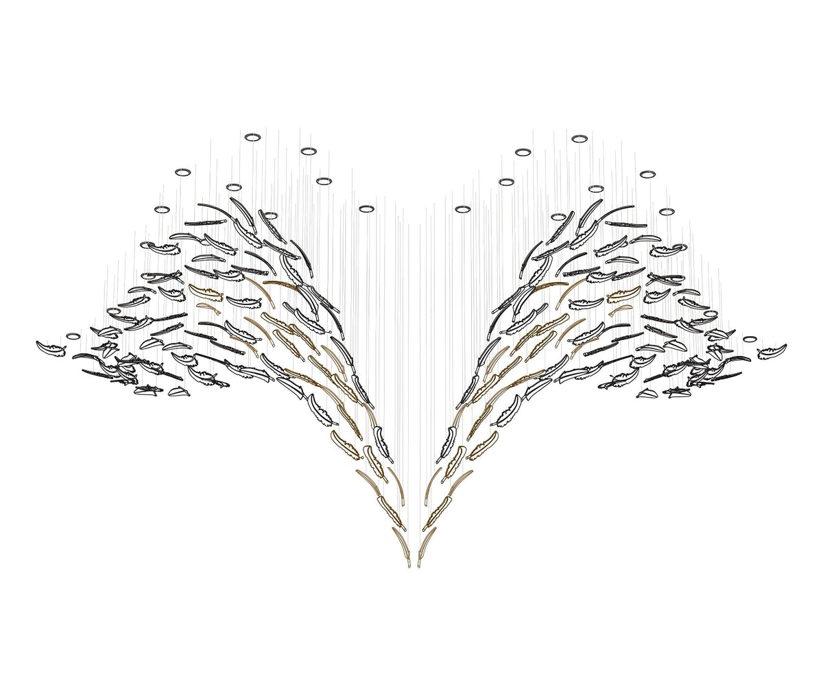 Glass Feathers Flying Chandelier — Modern LED Statement Pendant for Dining & Living Rooms