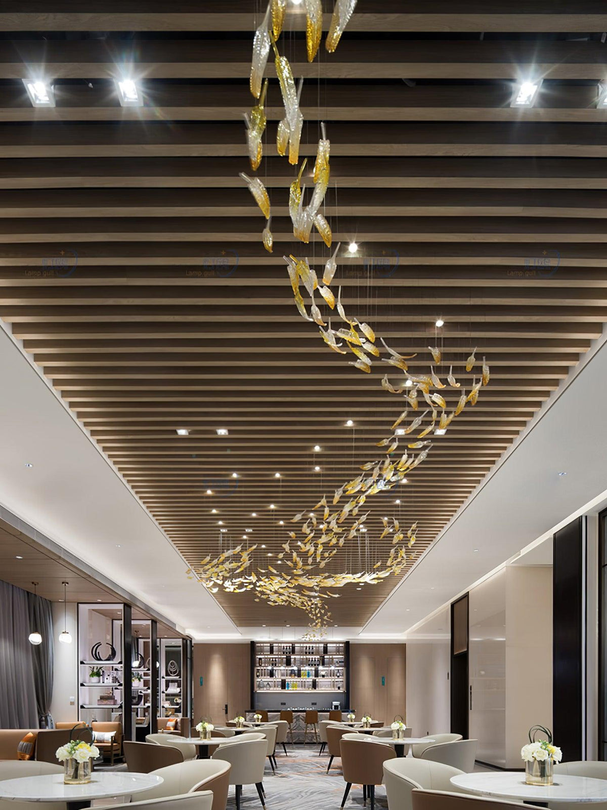 Glass Feathers Flying Chandelier — Modern LED Statement Pendant for Dining & Living Rooms