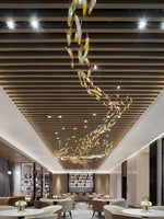 Glass Feathers Flying Chandelier — Modern LED Statement Pendant for Dining & Living Rooms