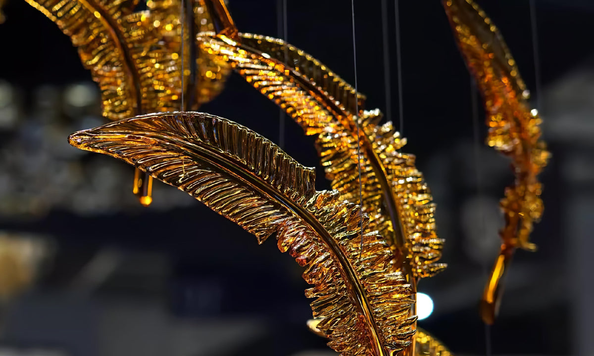 Glass Feathers Flying Chandelier — Modern LED Statement Pendant for Dining & Living Rooms