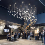 Glass Feathers Flying Chandelier — Modern LED Statement Pendant for Dining & Living Rooms