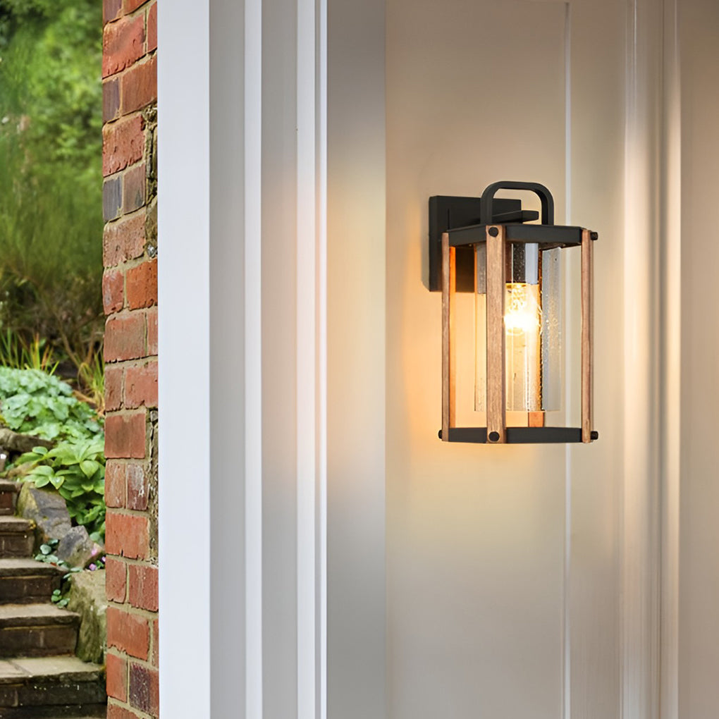 Lantern Shaped Waterproof Glass Industrial Outdoor Wall Sconce Lighting