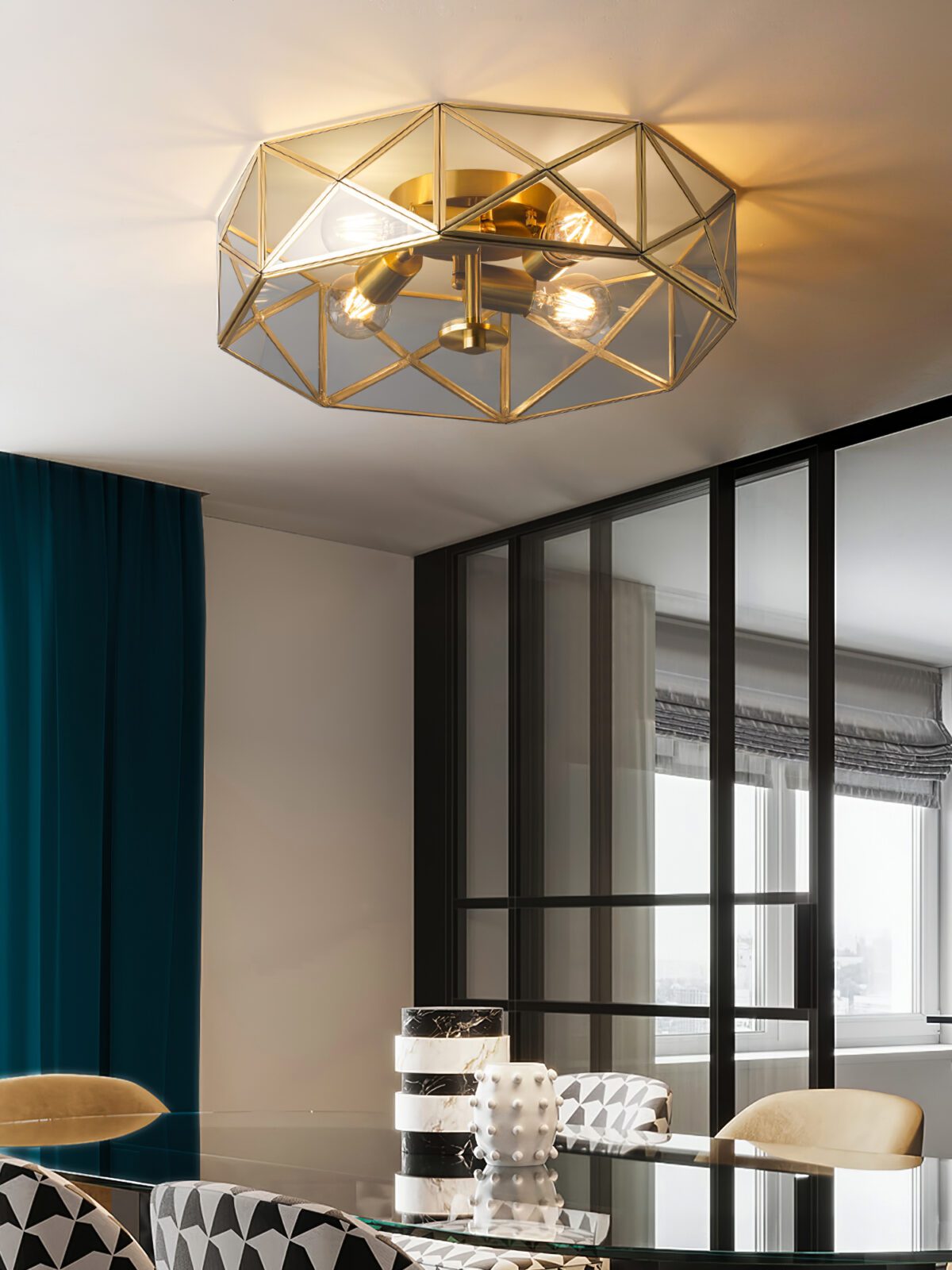 Glass Polyhedron Ceiling Light