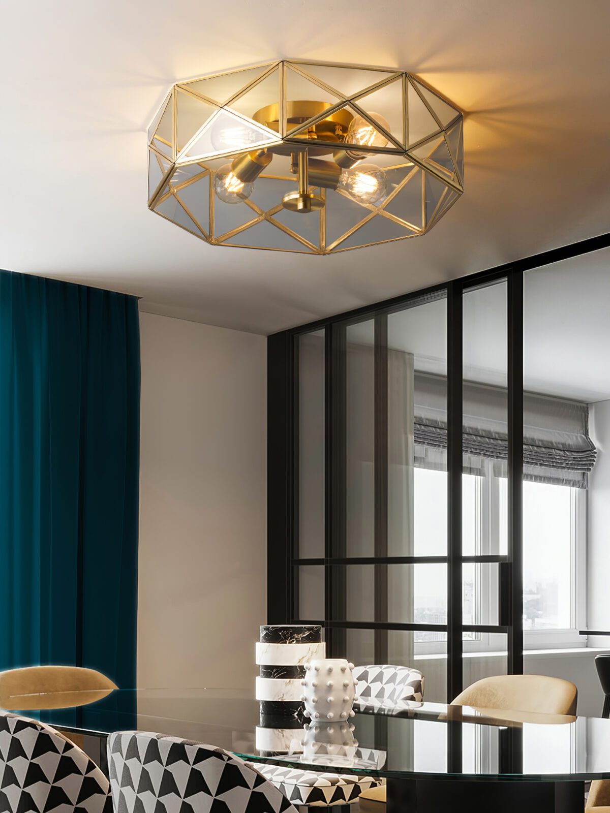 Glass Polyhedron Ceiling Light