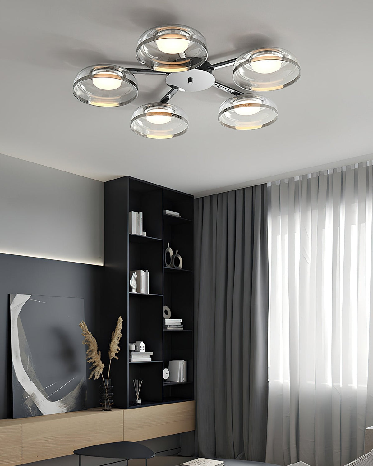 Glass Round Bowl Ceiling Lamp