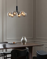 Artisan Glass Globe Cluster Chandelier in Brass or Black