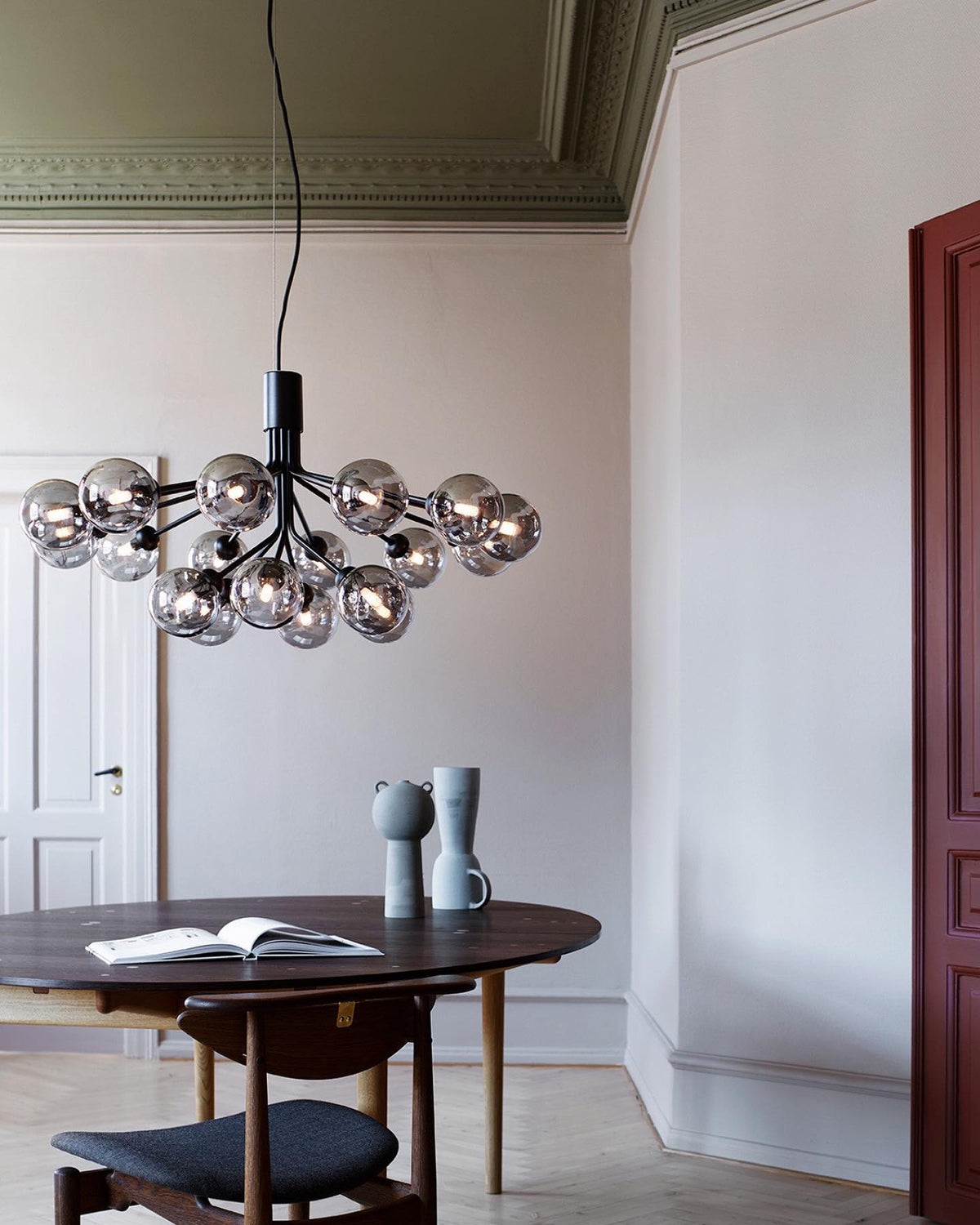 Artisan Glass Globe Cluster Chandelier in Brass or Black