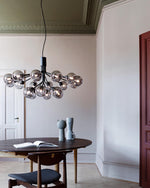 Artisan Glass Globe Cluster Chandelier in Brass or Black