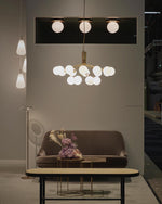 Artisan Glass Globe Cluster Chandelier in Brass or Black