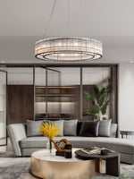 Modern Glass Tube Ring Chandelier for Dining Room and Living Room