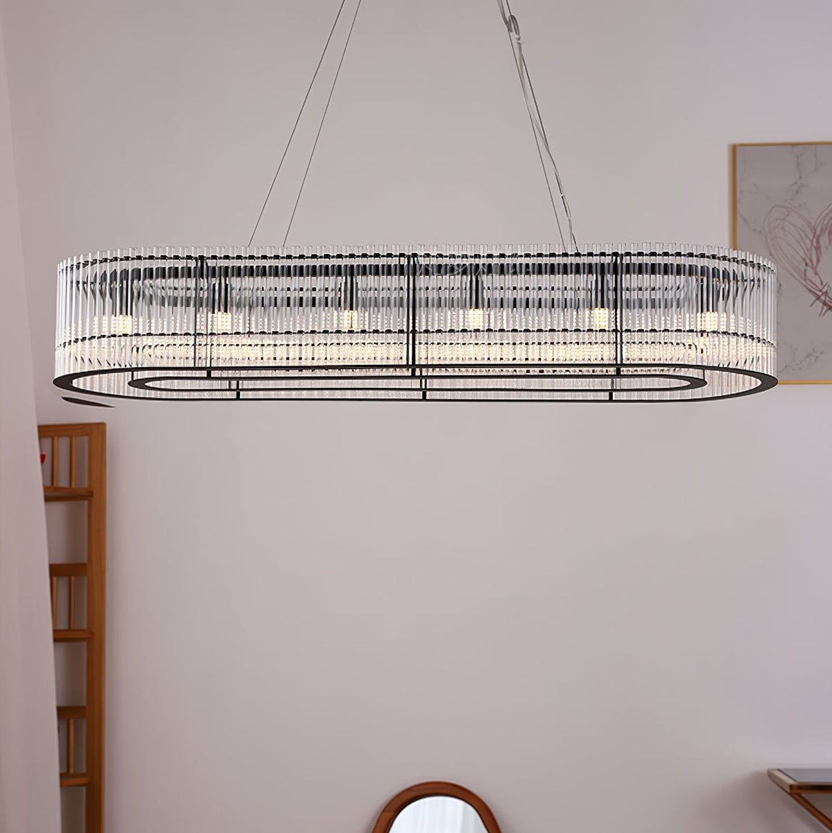 Modern Glass Tube Ring Chandelier for Dining Room and Living Room