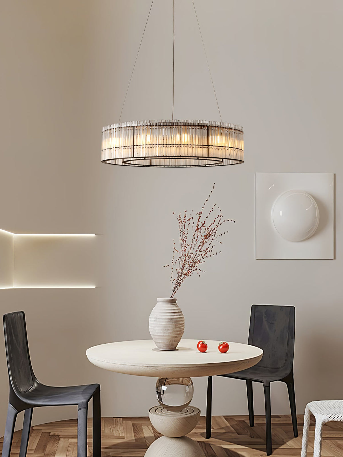 Modern Glass Tube Ring Chandelier for Dining Room and Living Room
