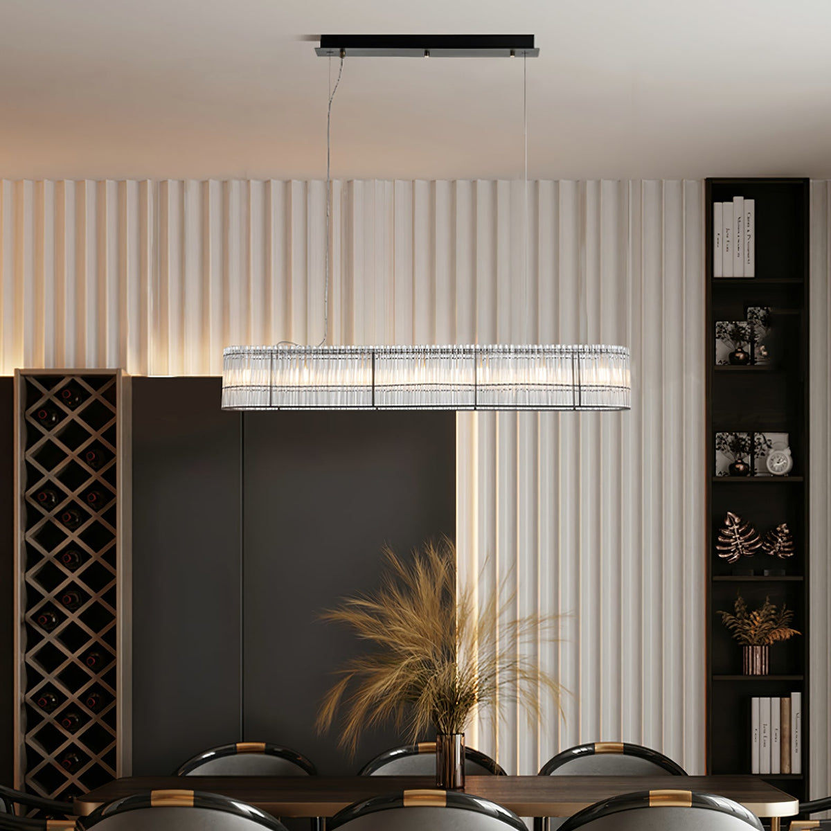 Modern Glass Tube Ring Chandelier for Dining Room and Living Room
