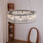 Modern Glass Tube Ring Chandelier for Dining Room and Living Room