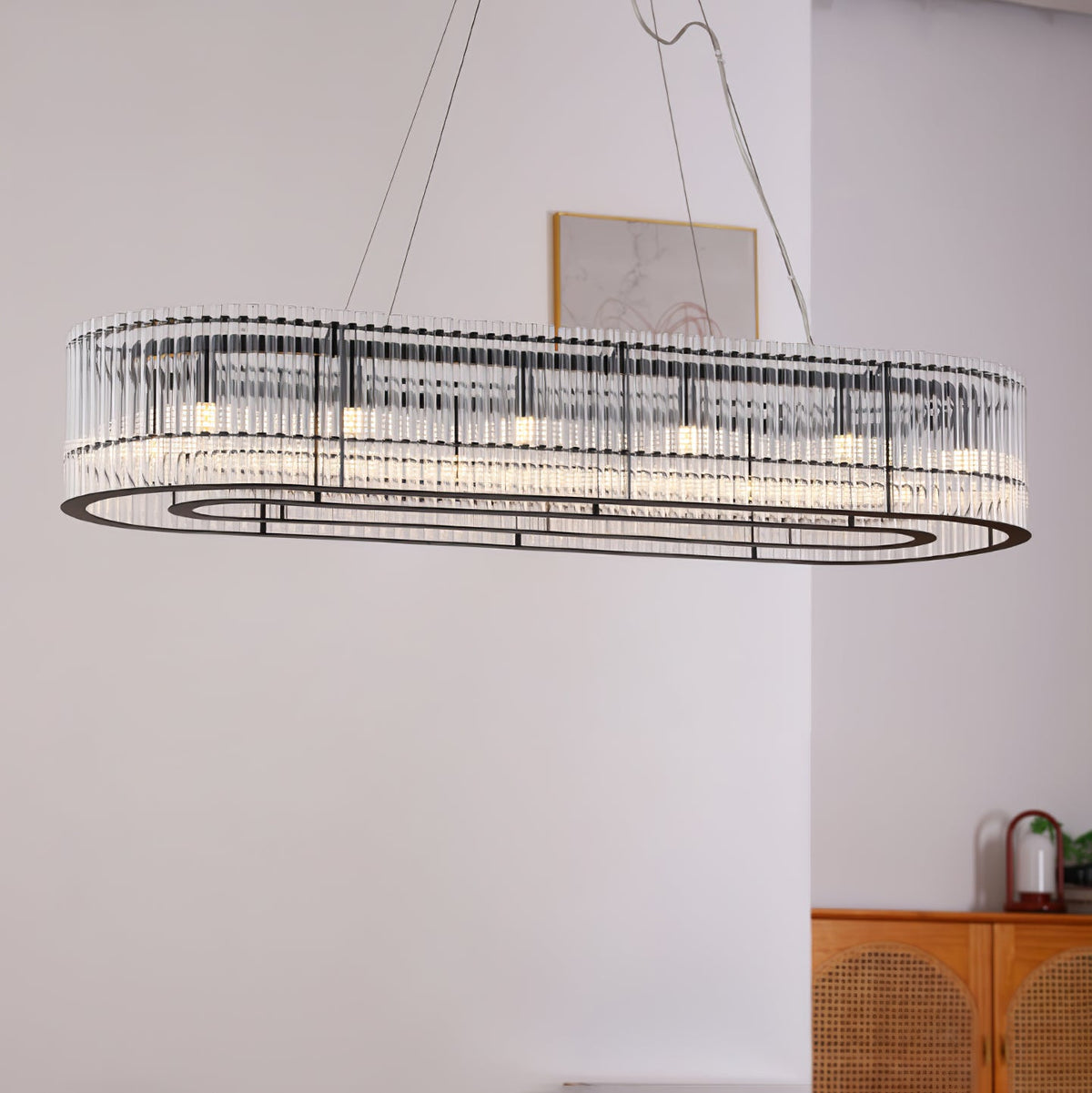 Modern Glass Tube Ring Chandelier for Dining Room and Living Room