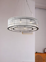Modern Glass Tube Ring Chandelier for Dining Room and Living Room