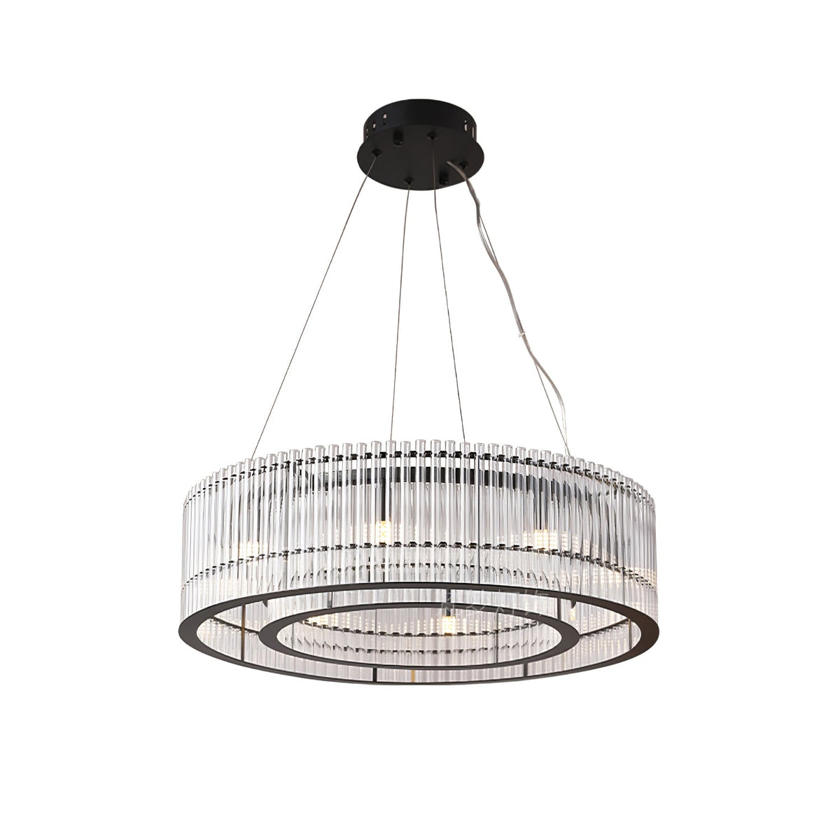 Modern Glass Tube Ring Chandelier for Dining Room and Living Room