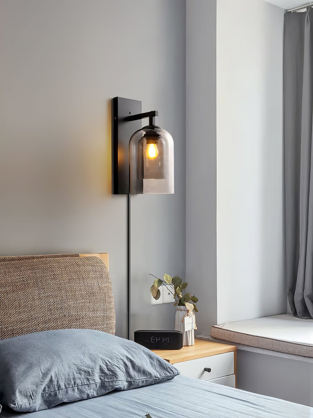 Glass Tubular Plug In Wall Lamp