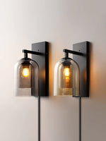 Glass Tubular Plug In Wall Lamp