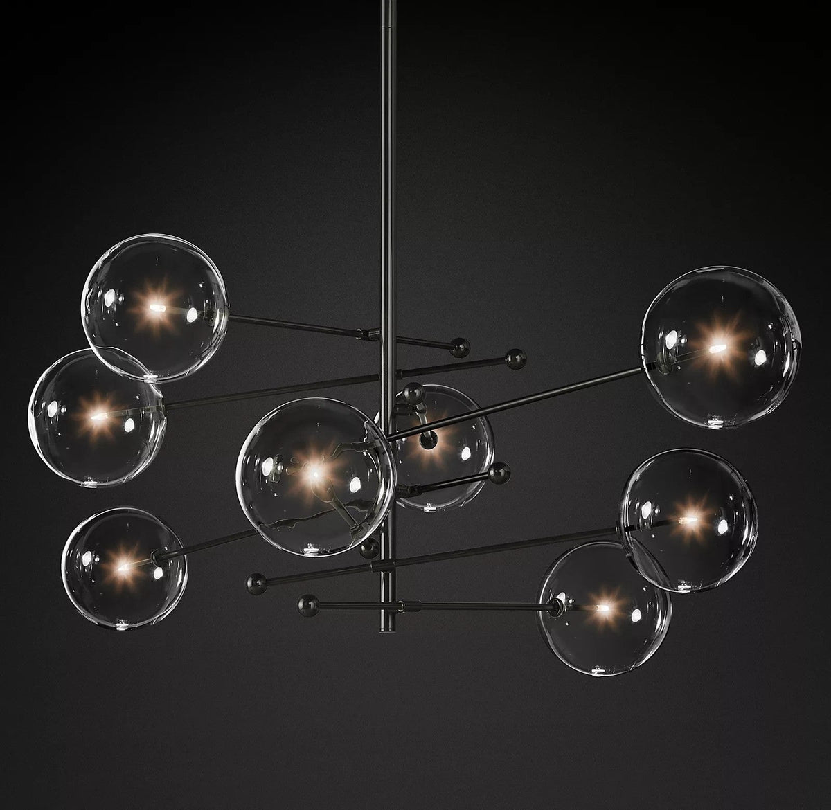 Artisan Glass Globe Mobile Chandelier in Gold, Black, or Chrome