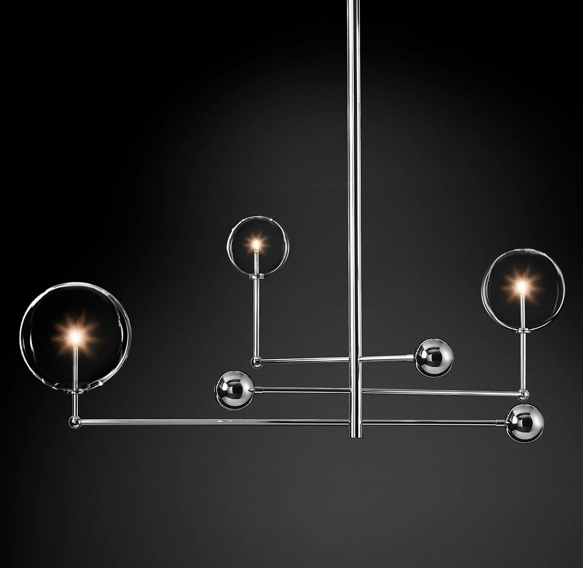 Artisan Glass Globe Mobile Chandelier in Gold, Black, or Chrome
