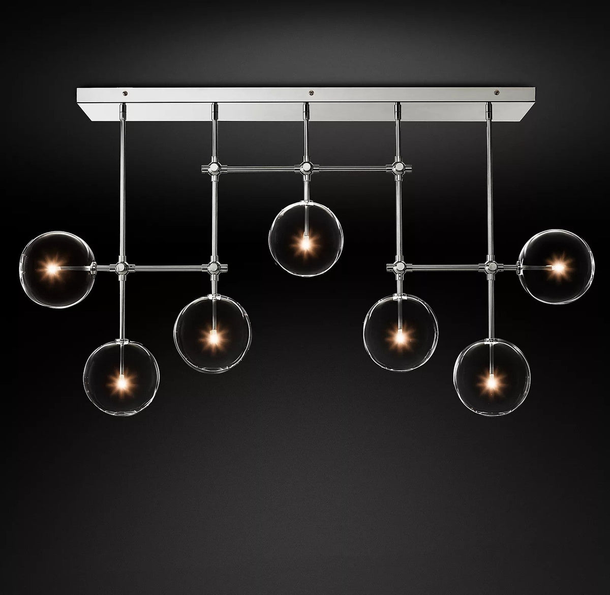 Artisan Glass Globe Mobile Chandelier in Gold, Black, or Chrome