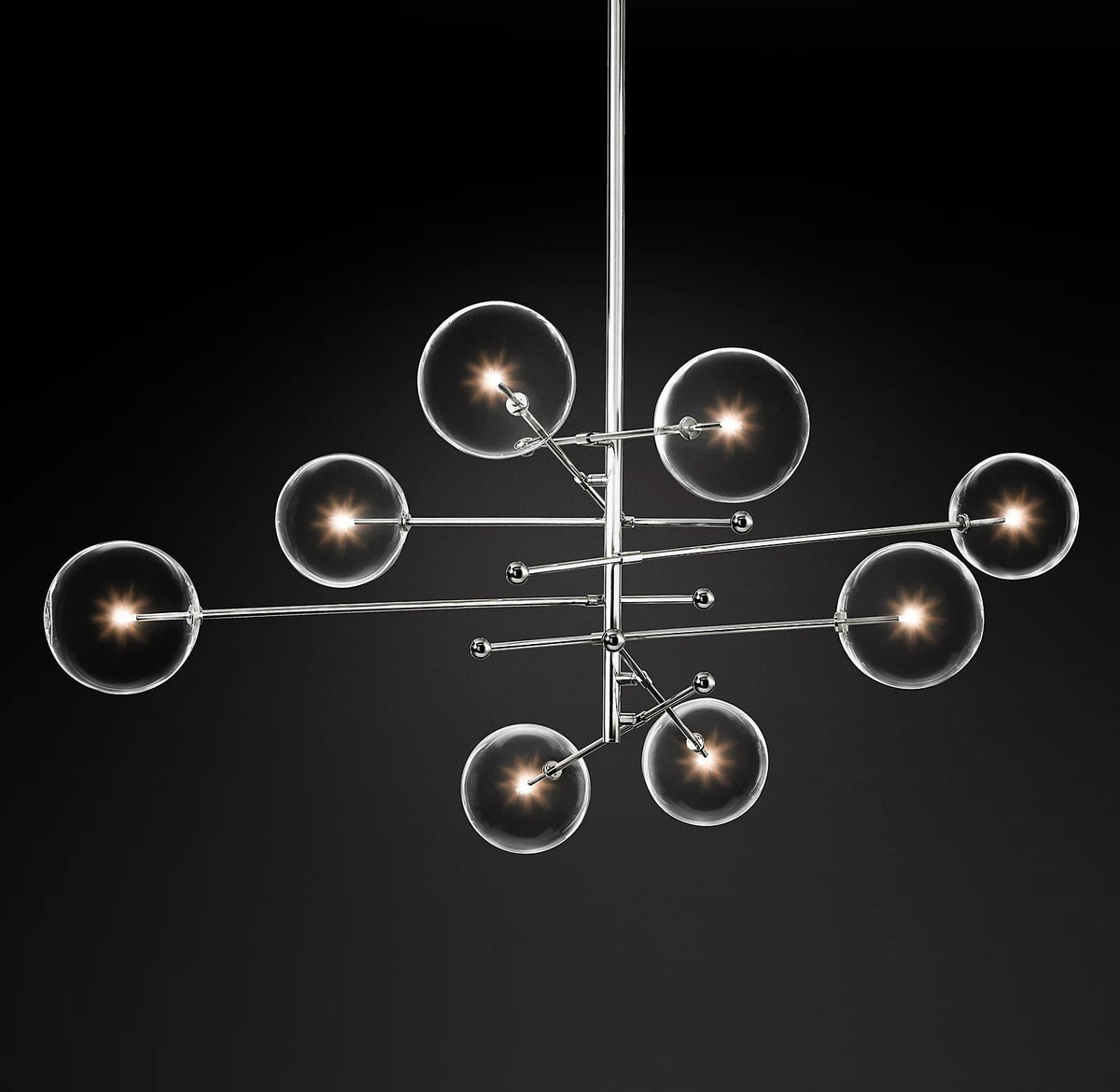 Artisan Glass Globe Mobile Chandelier in Gold, Black, or Chrome