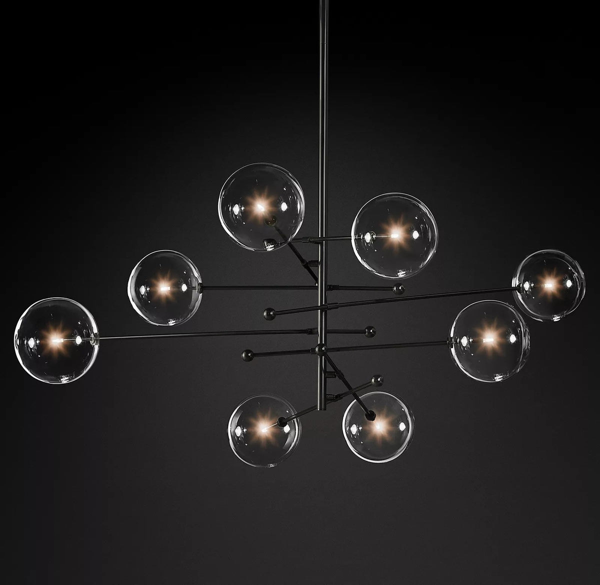 Artisan Glass Globe Mobile Chandelier in Gold, Black, or Chrome