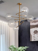 Artisan Glass Globe Mobile Chandelier in Gold, Black, or Chrome