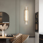 Glimmering Gold Wall Sconce with Textured Glass