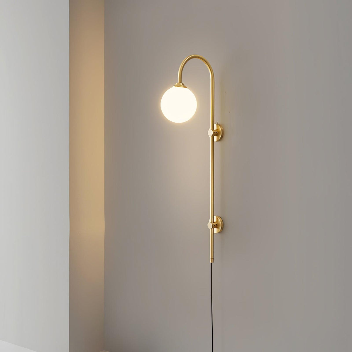 Globe Brass Plug In Wall Sconce