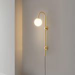 Globe Brass Plug In Wall Sconce
