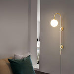 Globe Brass Plug In Wall Sconce