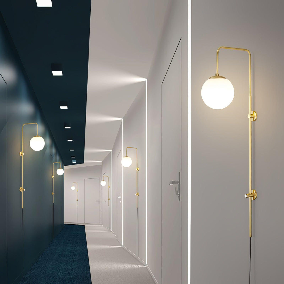 Globe Brass Plug In Wall Sconce