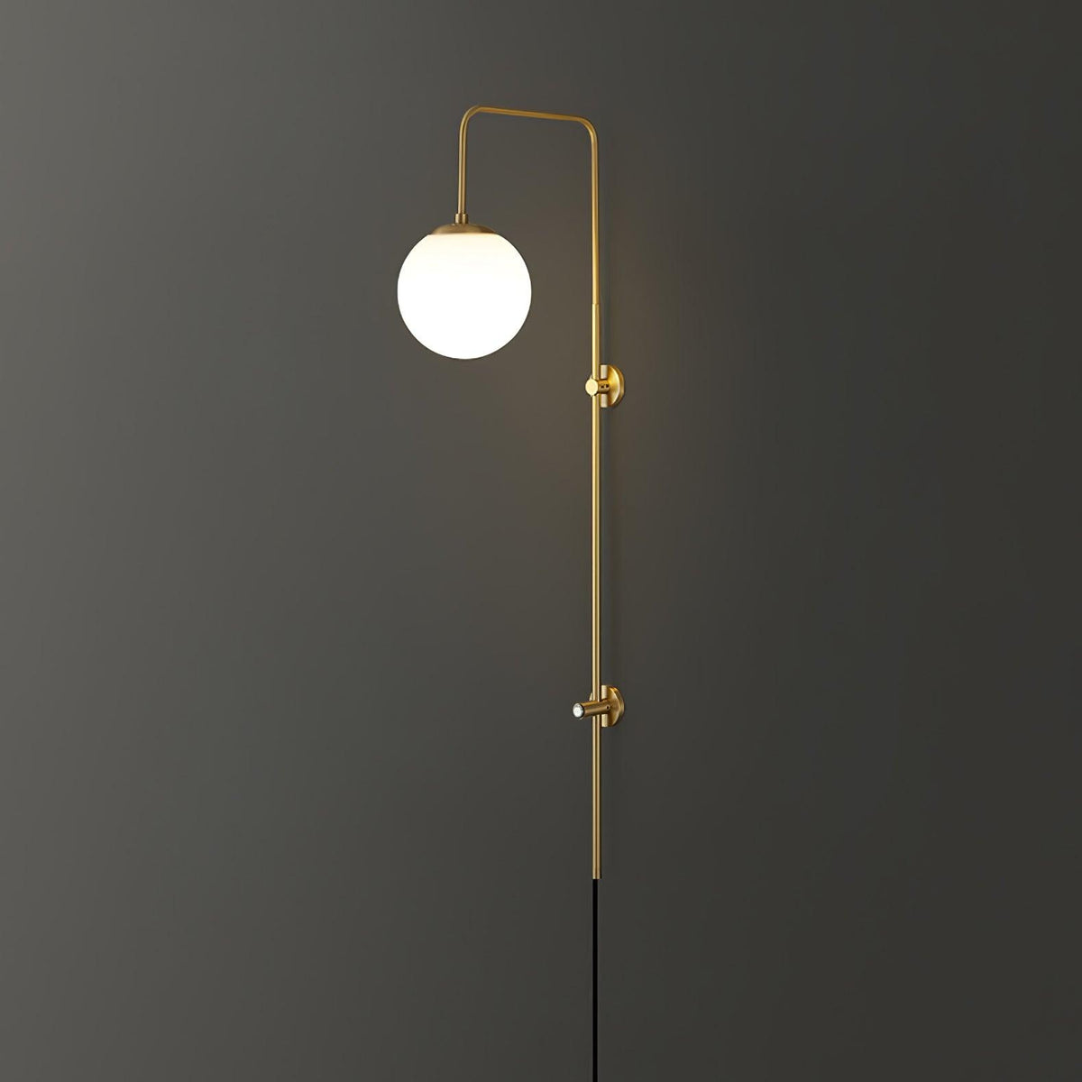 Globe Brass Plug In Wall Sconce