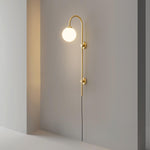 Globe Brass Plug In Wall Sconce