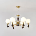 Globe Orb Chandelier – Modern Wood & Glass Pendant Light
