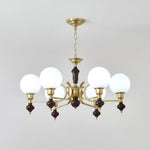 Globe Orb Chandelier – Modern Wood & Glass Pendant Light