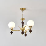 Globe Orb Chandelier – Modern Wood & Glass Pendant Light