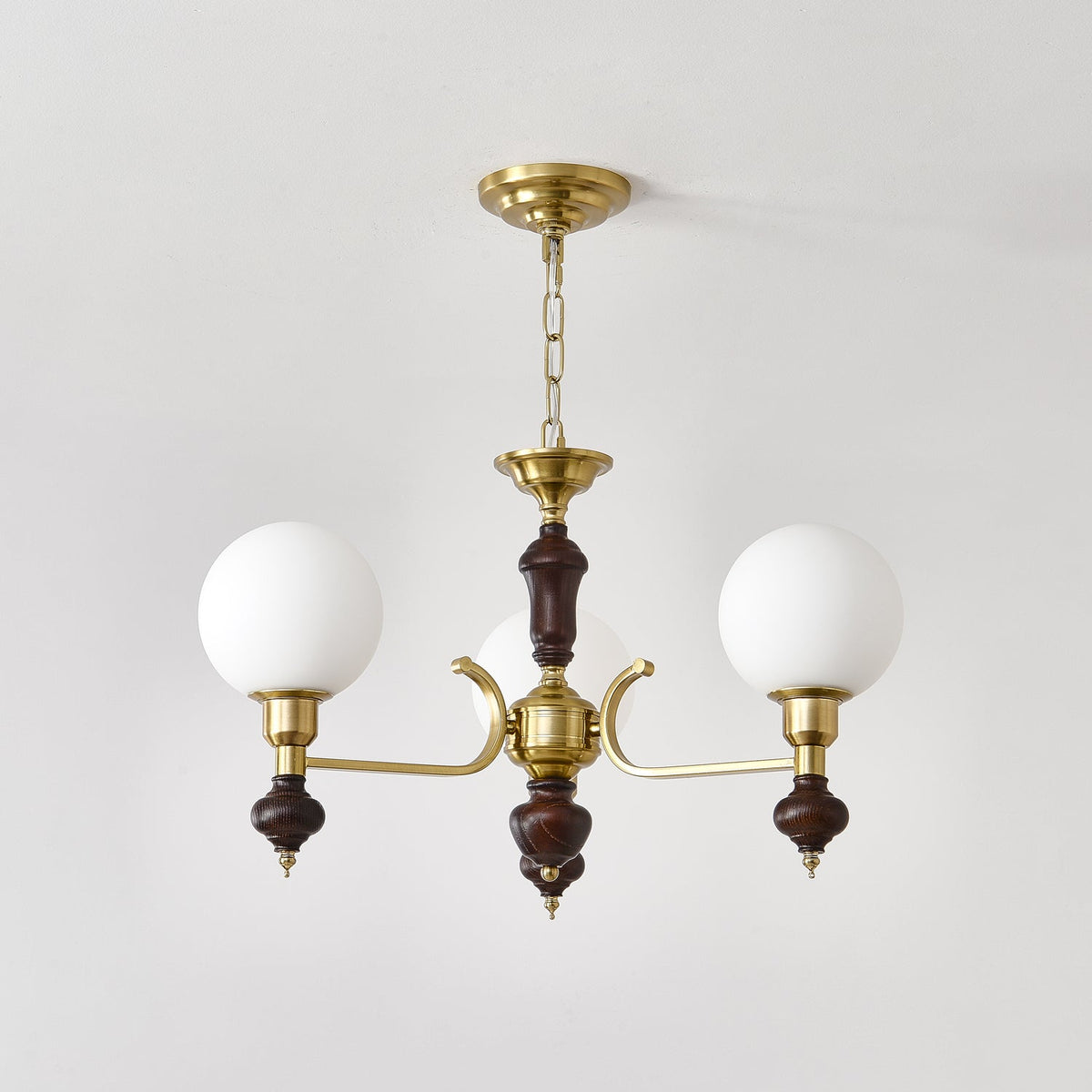 Globe Orb Chandelier – Modern Wood & Glass Pendant Light