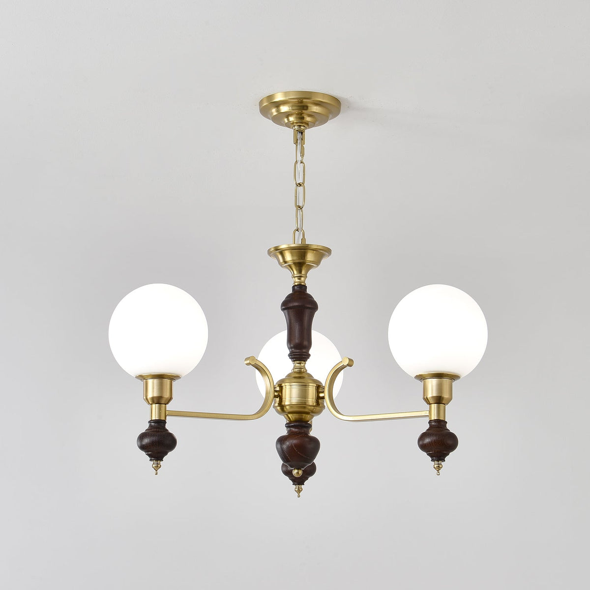 Globe Orb Chandelier – Modern Wood & Glass Pendant Light