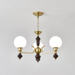 Globe Orb Chandelier – Modern Wood & Glass Pendant Light