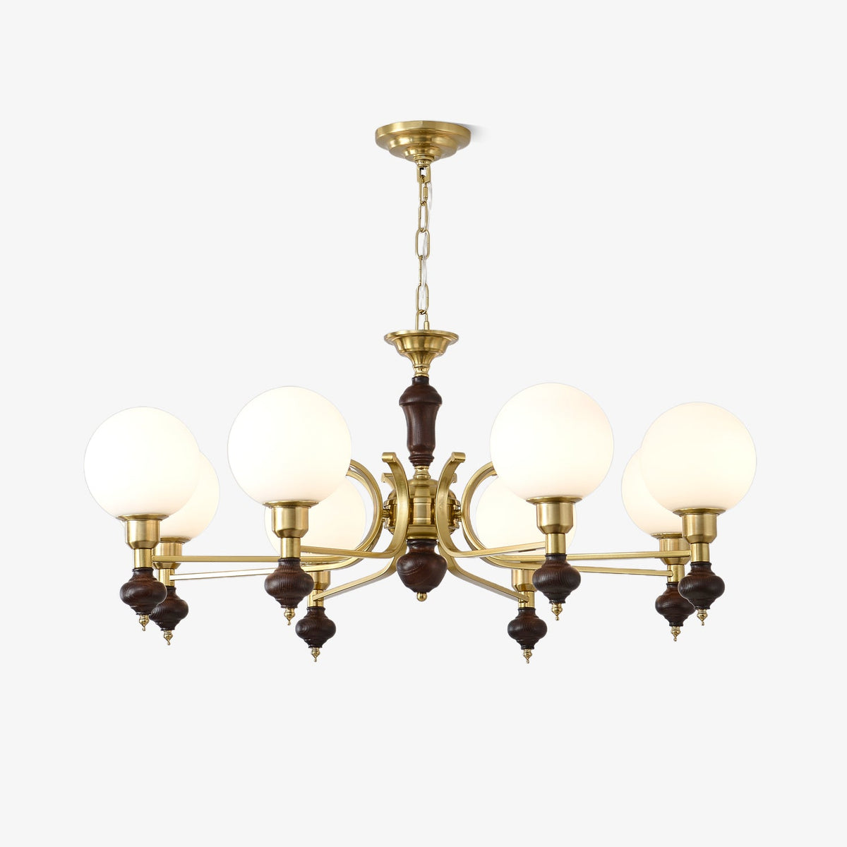 Globe Orb Chandelier – Modern Wood & Glass Pendant Light