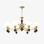 Globe Orb Chandelier – Modern Wood & Glass Pendant Light
