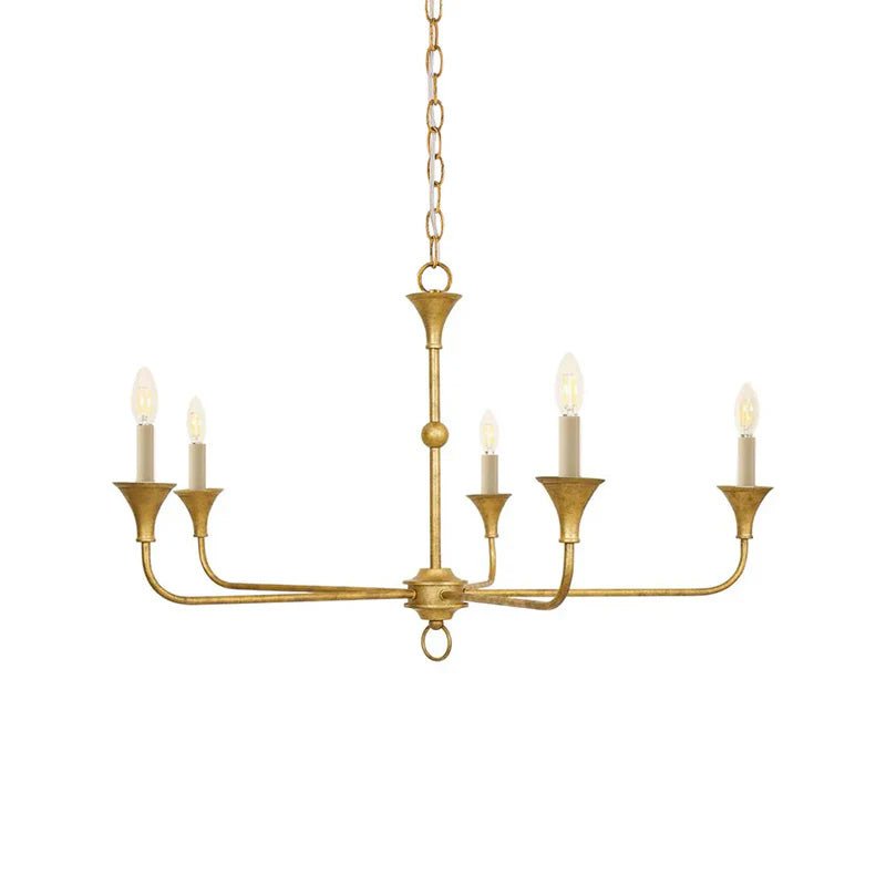 Elara Candle Chandelier – Modern Brass Candelabra Chandelier for Dining Room