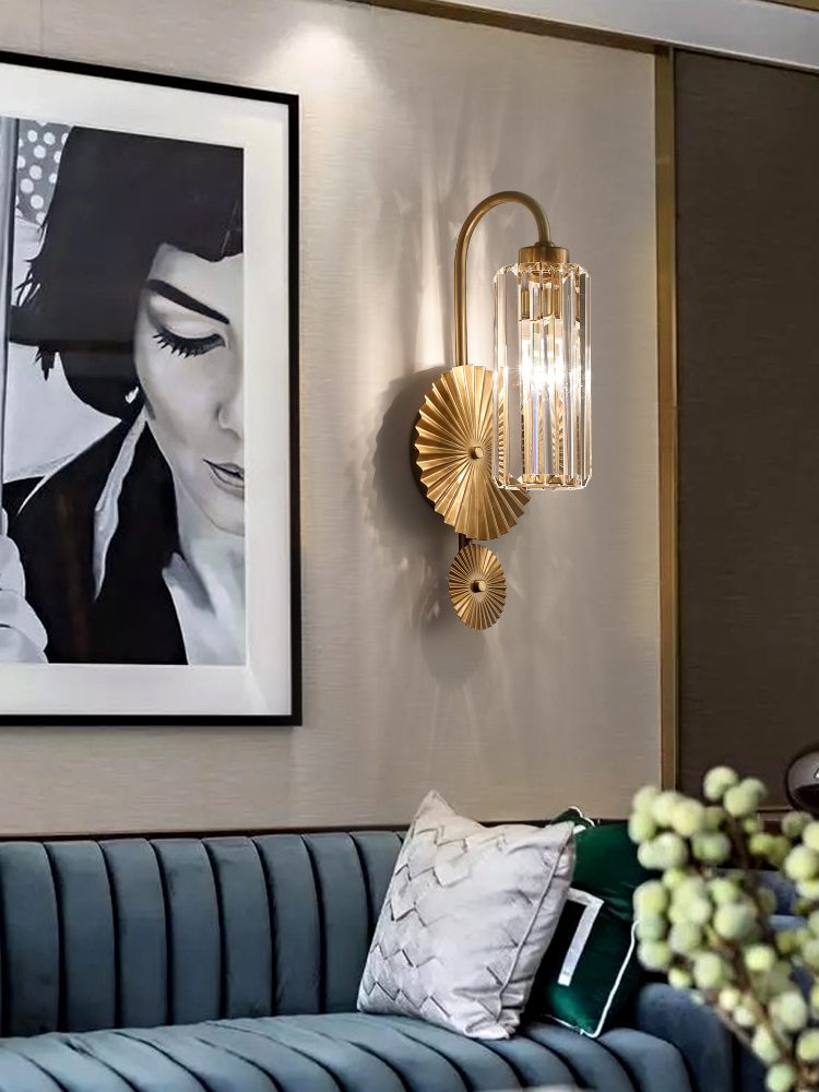 Gold Plate Crystal Wall Lamp