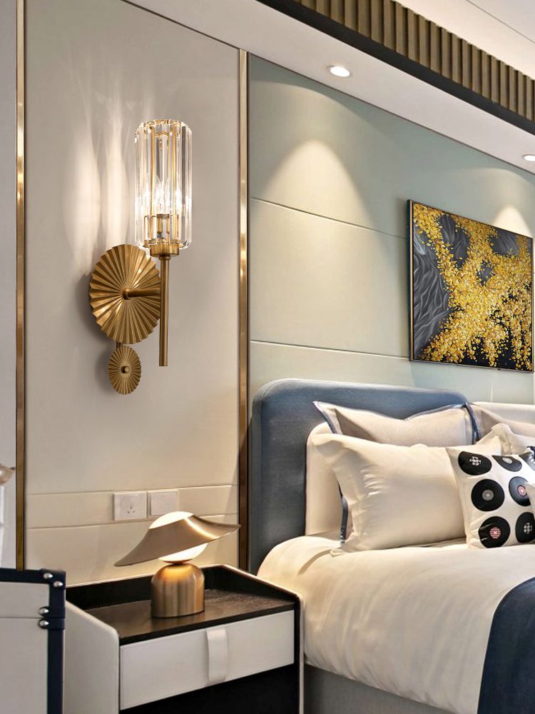 Gold Plate Crystal Wall Lamp