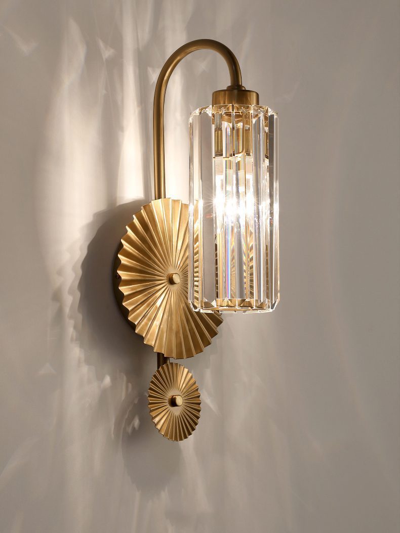 Gold Plate Crystal Wall Lamp
