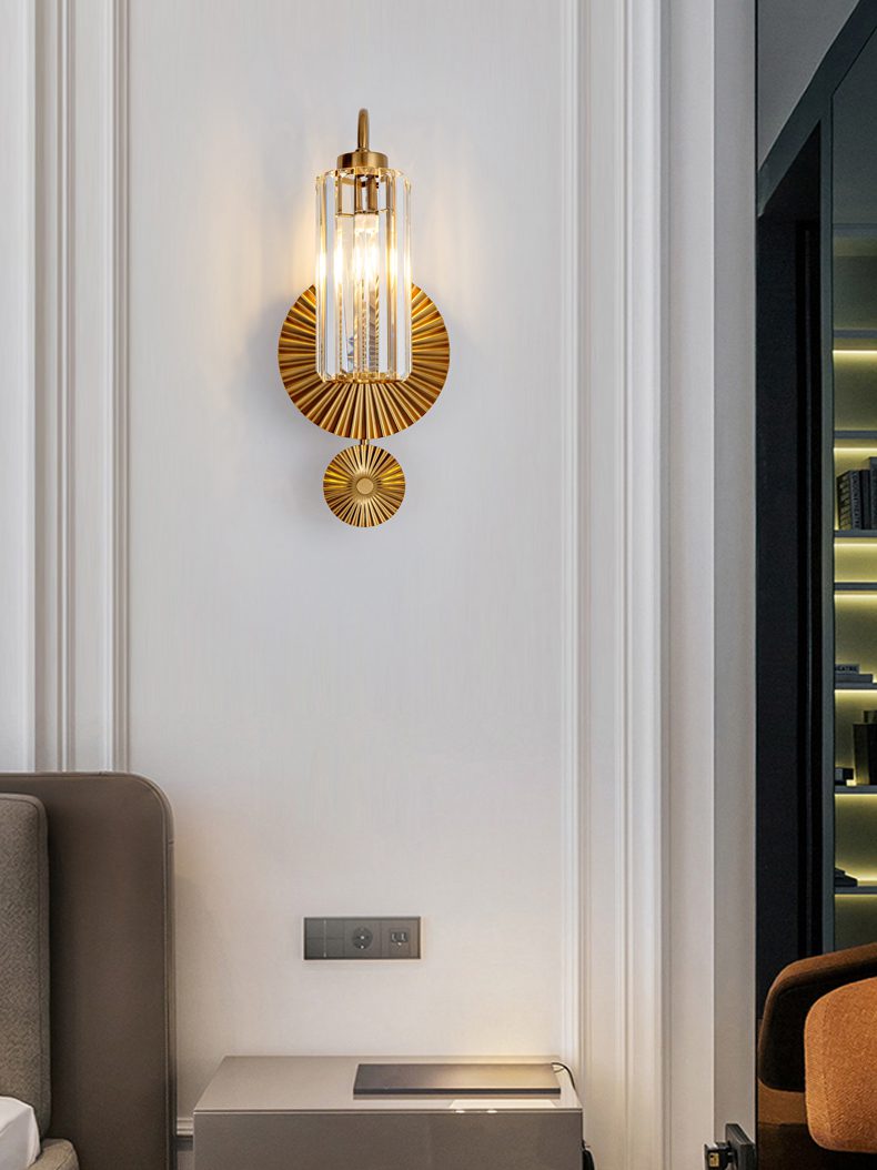 Gold Plate Crystal Wall Lamp