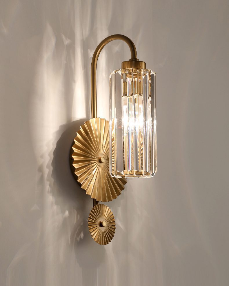 Gold Plate Crystal Wall Lamp